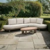 Sicily Curve Corner Garden Sofa Set - with Coffee Table - Cafe Latte