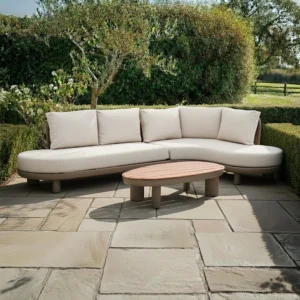 Sicily Curve Corner Garden Sofa Set - with Coffee Table - Cafe Latte