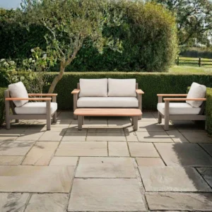 Sicily Garden Sofa Set - 2 Seater - with Coffee Table - Cafe Latte