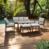 Vancouver Garden Sofa Set - 3 Seater - Rising Table - Dove Grey