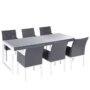 Beliani Garden Dining Set 6 Seater Bacoli With Cushions Metal Grey, Grey