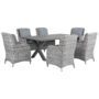 Beliani Garden Dining Set 6 Seater Cascais With Cushions Pe Rattan Grey, Grey
