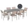 Beliani Garden Dining Set 6 Seater Grosseto Granite Flamed Black/ Beige, Grey