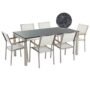 Beliani Garden Dining Set 6 Seater Grosseto Granite Flamed Black/ White, Grey