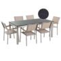 Beliani Garden Dining Set 6 Seater Grosseto Granite Polished Black/ Beige, Black