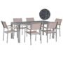 Beliani Garden Dining Set 6 Seater Grosseto Granite Polished Grey/ Beige, Grey