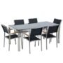 Beliani Garden Dining Set 6 Seater Grosseto Tempered Glass Black, Black