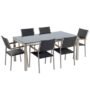 Beliani Garden Dining Set 6 Seater Grosseto Tempered Glass Black, Black