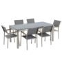 Beliani Garden Dining Set 6 Seater Grosseto Tempered Glass Grey/ Black, Grey