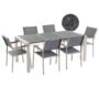 Beliani Garden Dining Set 6 Seater Grosseto Triple Plate Basalt Flamed Black/ Grey, Grey