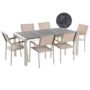 Beliani Garden Dining Set 6 Seater Grosseto Triple Plate Basalt Flamed Black/ Beige, Grey