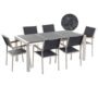 Beliani Garden Dining Set 6 Seater Grosseto Triple Plate Granite Flamed Black, Grey