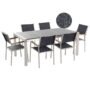 Beliani Garden Dining Set 6 Seater Grosseto Triple Plate Granite Polished Black/ Grey, Grey