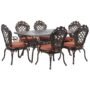 Beliani Garden Dining Set 6 Seater Lizzano With Cushions Metal Dark Brown, Brown