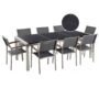 Beliani Garden Dining Set 8 Seater Grosseto Triple Plate Granite Polished Black/ Grey, Grey